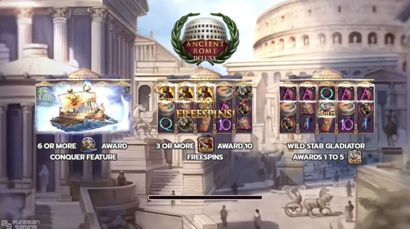 Ancient Rome Deluxe AI – fő tárcsa és interfész képernyő