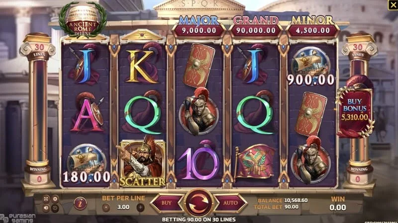 Ancient Rome Deluxe AI – bónusz képernyő további nyereményekkel